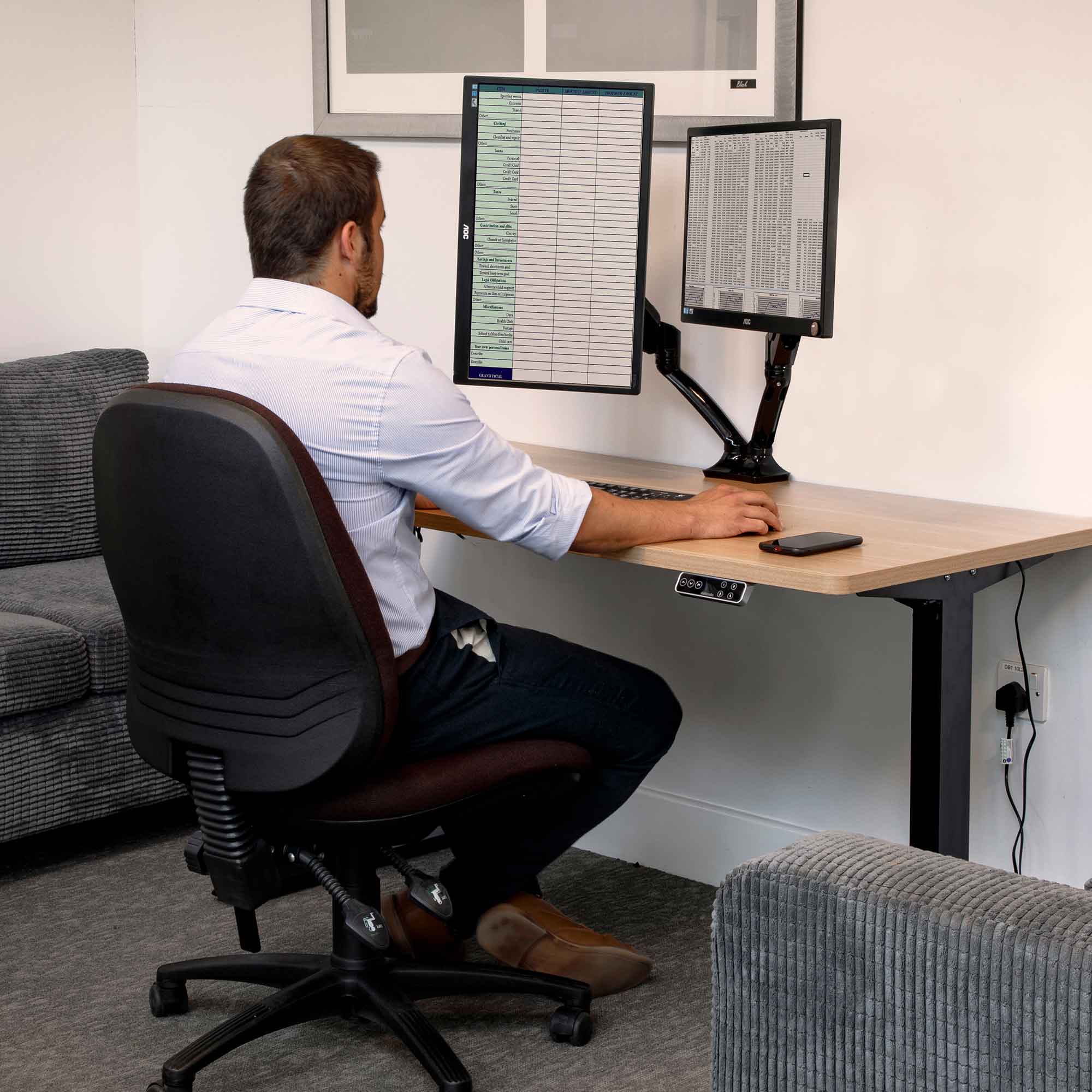 Dual Monitor Mount Stand - Adjustable & Rotating Arms for 10-27 Inch Screens, Heavy Duty 9kg Load Capacity, Black (DH25) - Perfect for Home Office, Gaming Setup & Workspace Ergonomics