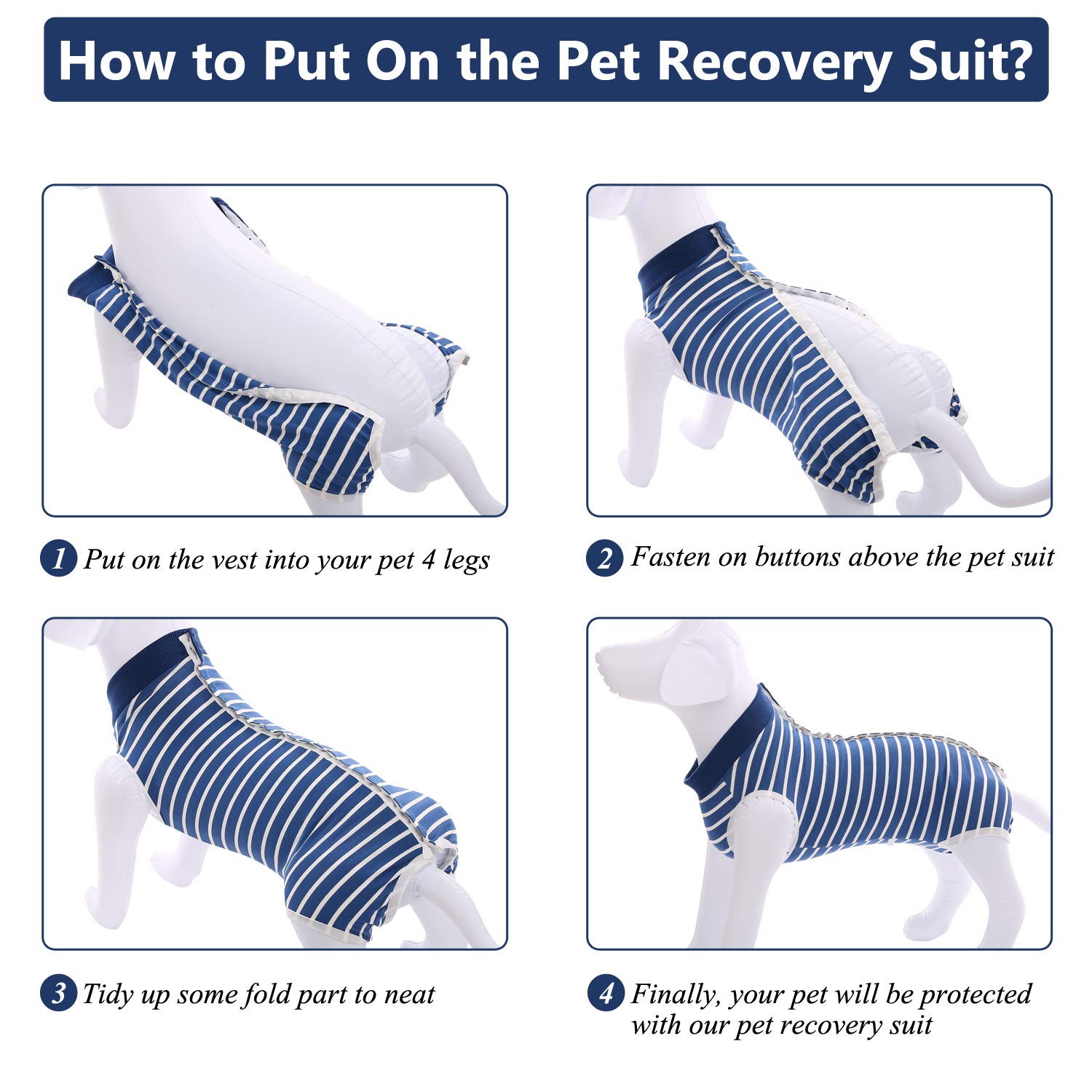 SAWMONG Dog Recovery Suit for Post-Surgery Care - Soft Surgical Onesie for Female & Male Dogs - Alternative to E-Collar Cone - Blue Large Size - Perfect for Spay/Neuter Recovery & Wound Protection