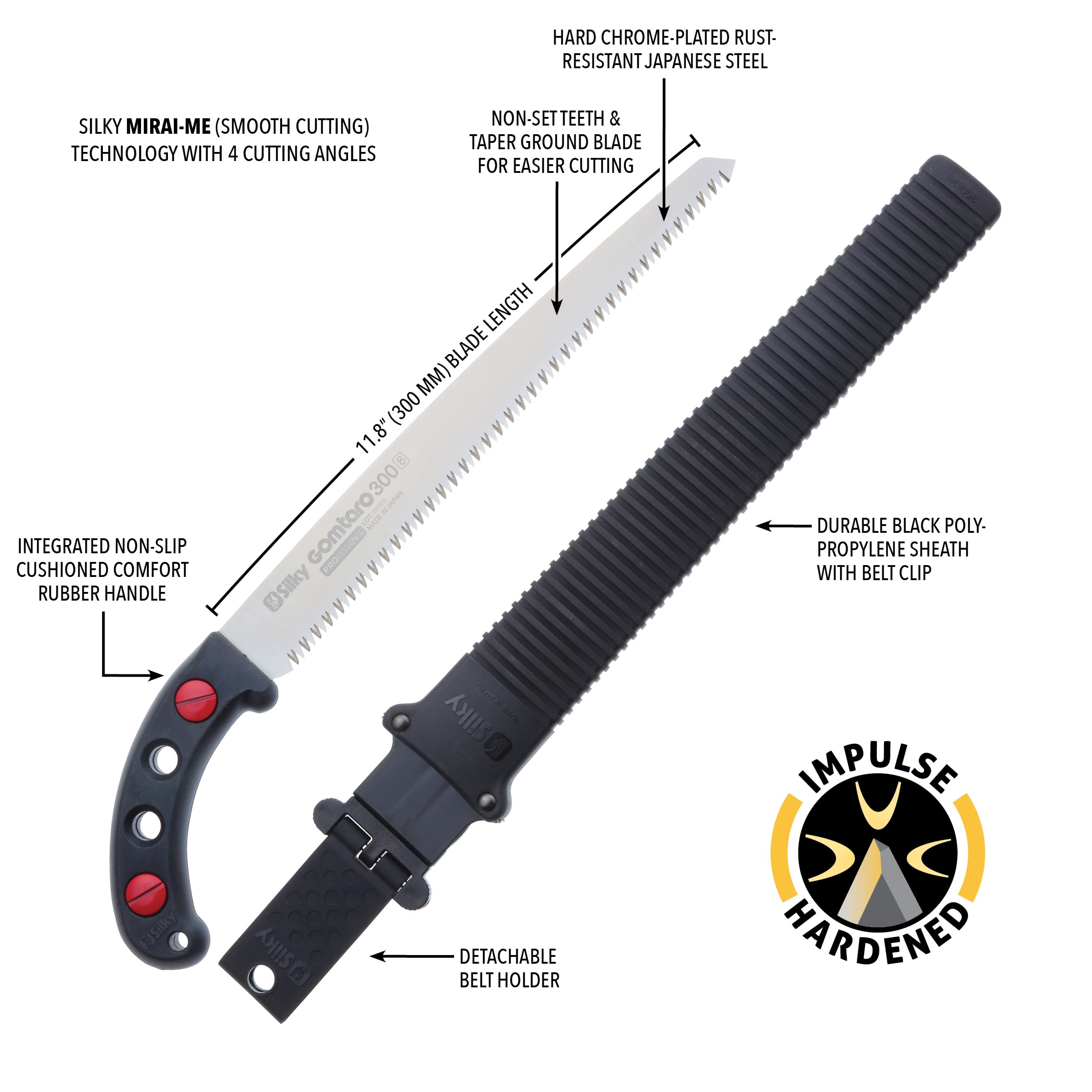 GOMTARO 300mm Professional Hand Saw with Large Teeth - High Carbon Steel Blade for Woodworking, Carpentry & DIY Projects (Model 102-30)