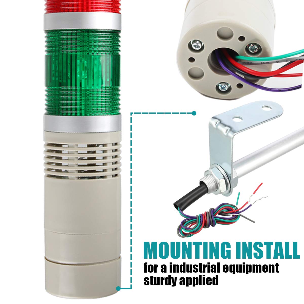Industrial LED Signal Light Tower - 1-Layer Stack Warning Light with Steady ON Mode (110V) for Factory Safety, Warehouse Alert & Equipment Monitoring