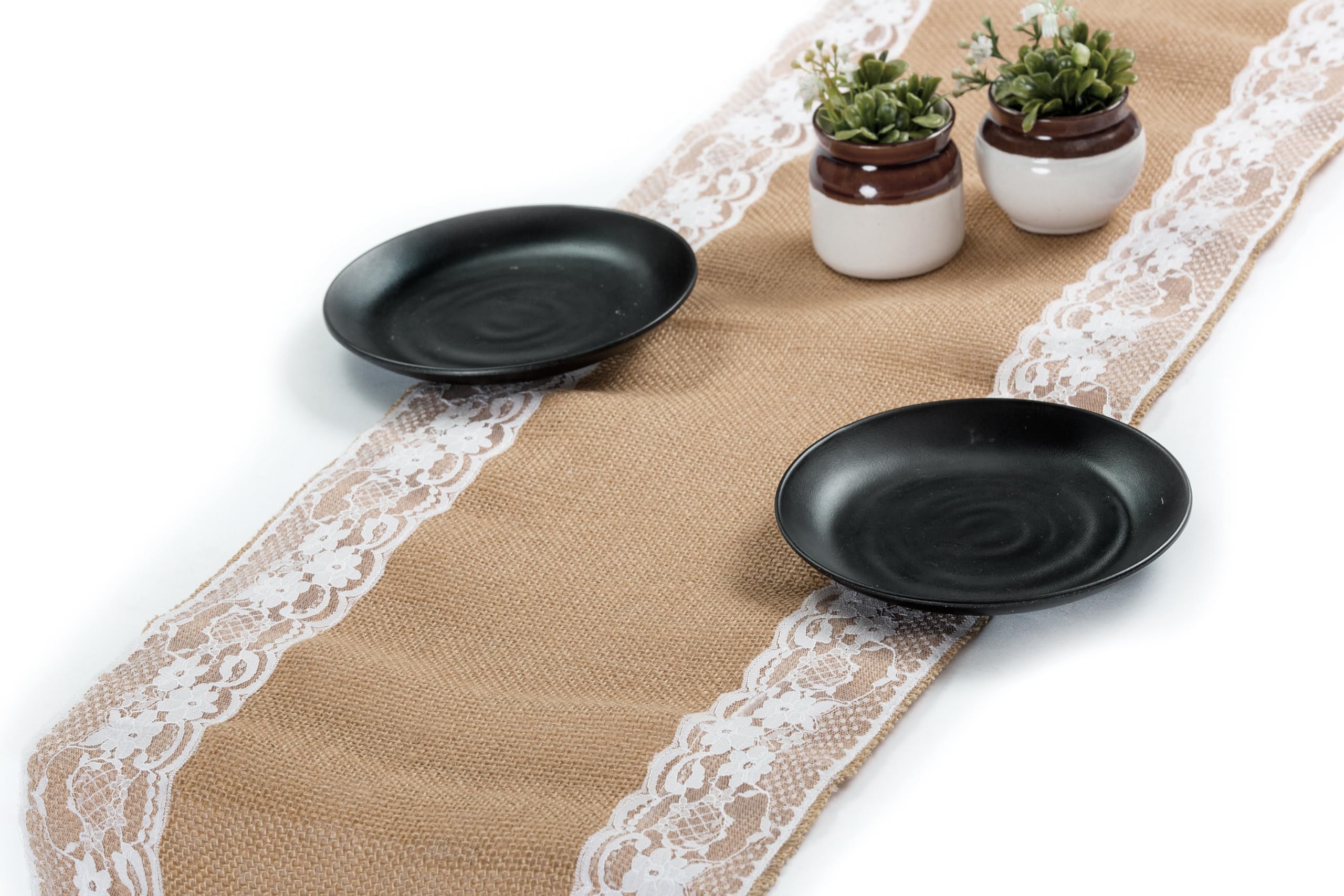 20-Pack 100% Natural Burlap Table Runners 12