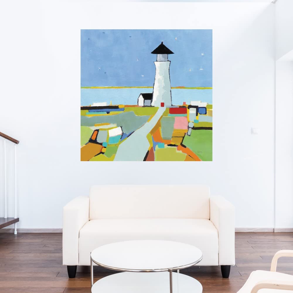 To the Lighthouse Fine Art Canvas Print by Phyllis Adams - 22x22 Inch Ready to Hang Wall Decor for Living Room, Bedroom, Bathroom, Kitchen, Office & More - Perfect for Coastal, Nautical or Literary Inspired Home Decor