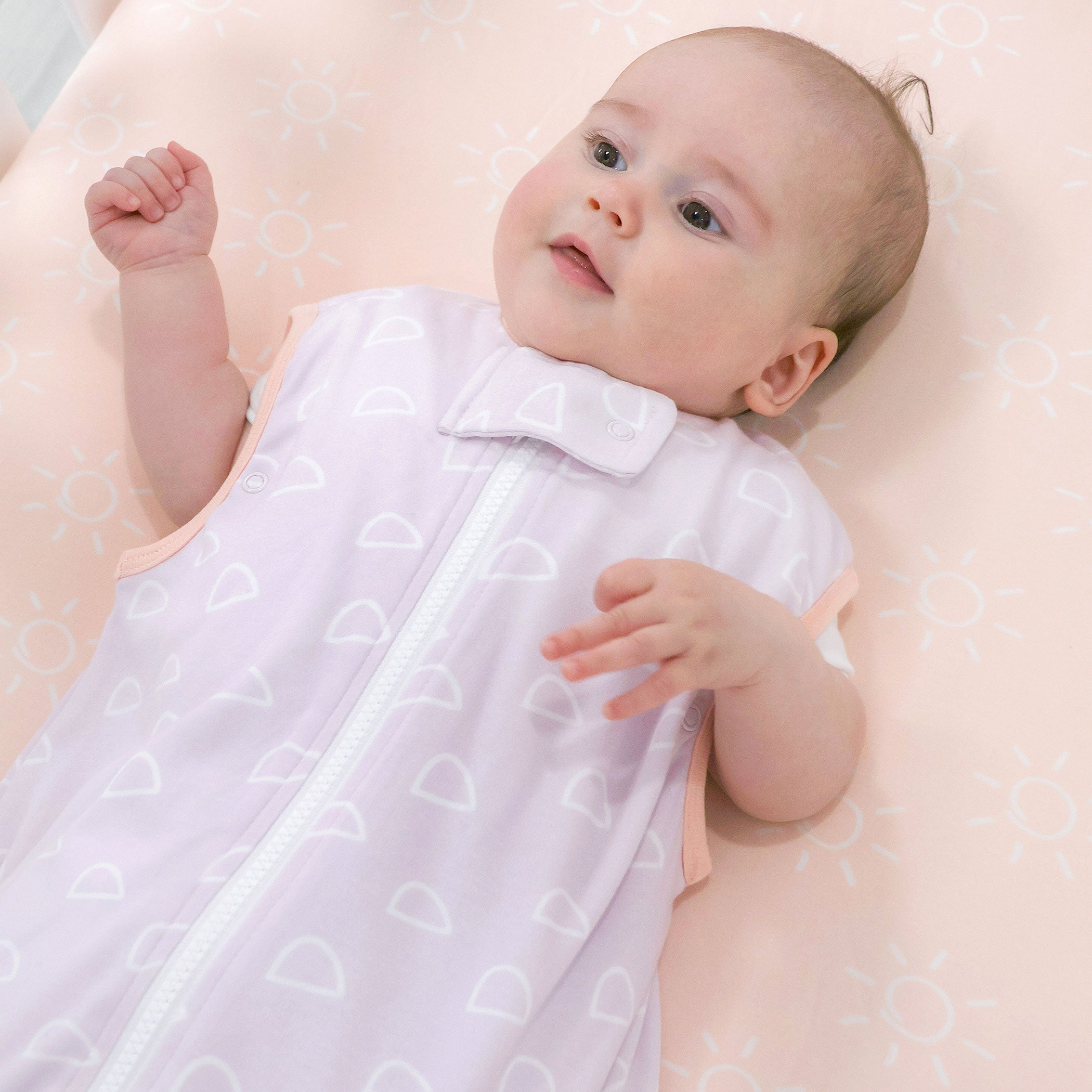 Nordic 1.0 TOG Baby Sleep Sack - Soft Cotton Sleeping Bag for Infants 0-24 Months | Peach & Lilac Colors | Perfect for Nursery, Daycare & Travel