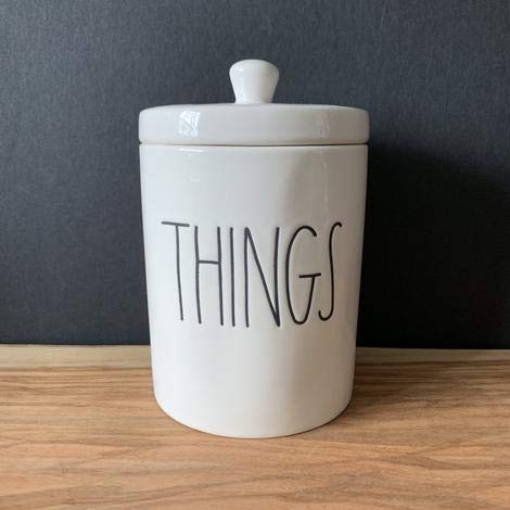Rae Dunn THINGS Holder - White Ceramic Mug Organizer for Kitchen, Office & Bathroom Storage | Perfect for Utensils, Makeup Brushes & Stationery
