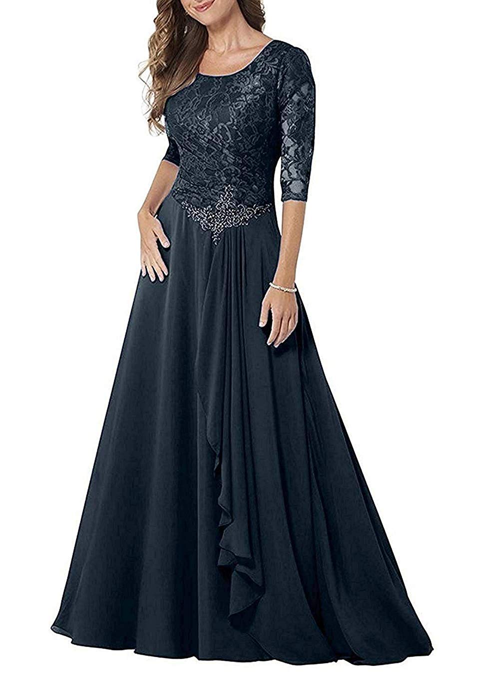 Elegant Long Sleeve Lace Mother of The Bride Dresses - Formal Chiffon Evening Gowns for Wedding Guest | Perfect for Weddings, Galas & Special Occasions