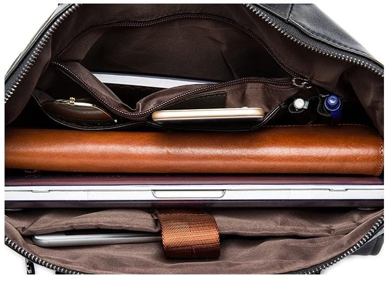 Premium Black Leather Messenger Bag for Men & Women - Stylish Laptop Briefcase for Work, Travel & Business (Fits 15.6