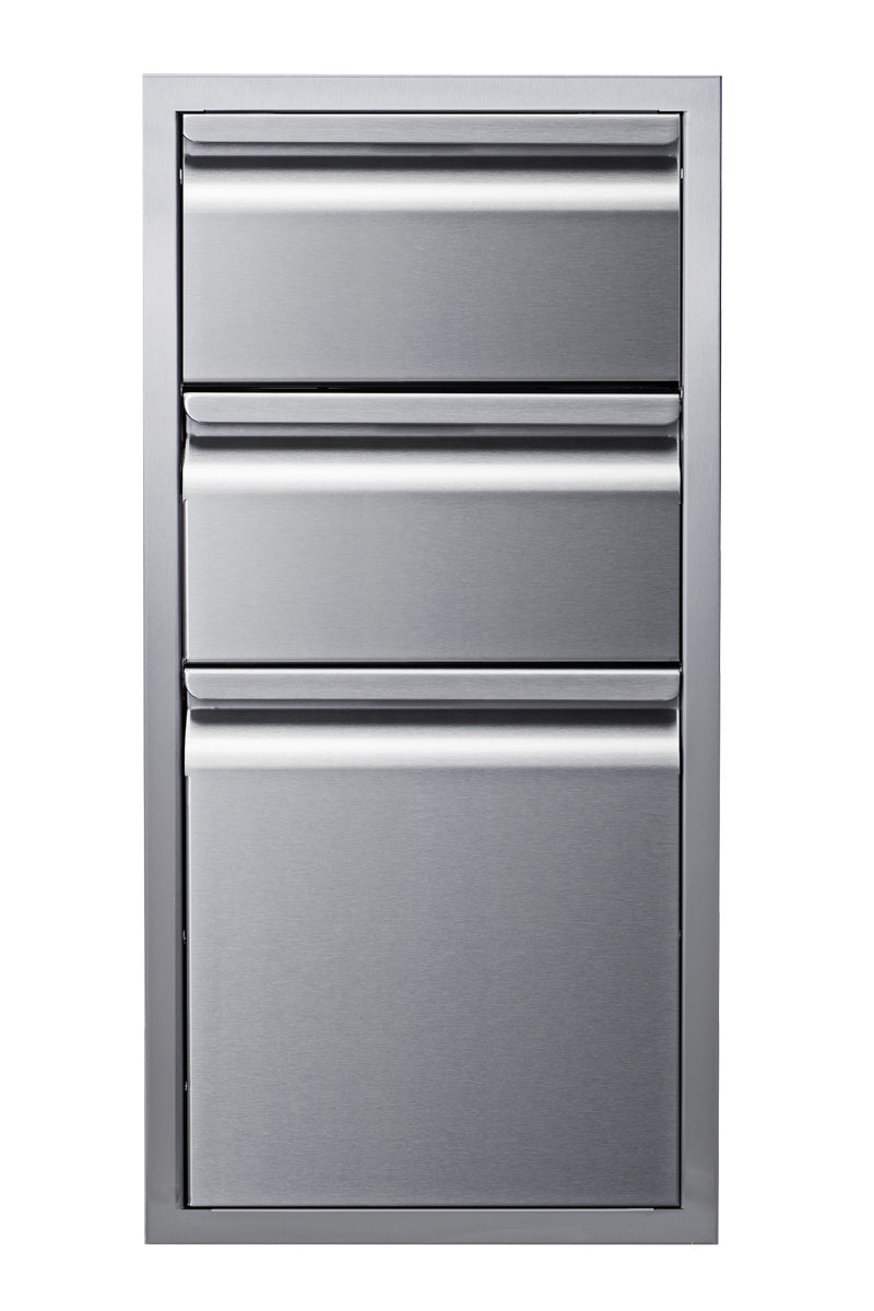 Memphis Grills 15-Inch Three Drawer Stackable Storage Cabinet - Perfect for Kitchen, Garage, and Office Organization (VGC15DB3)