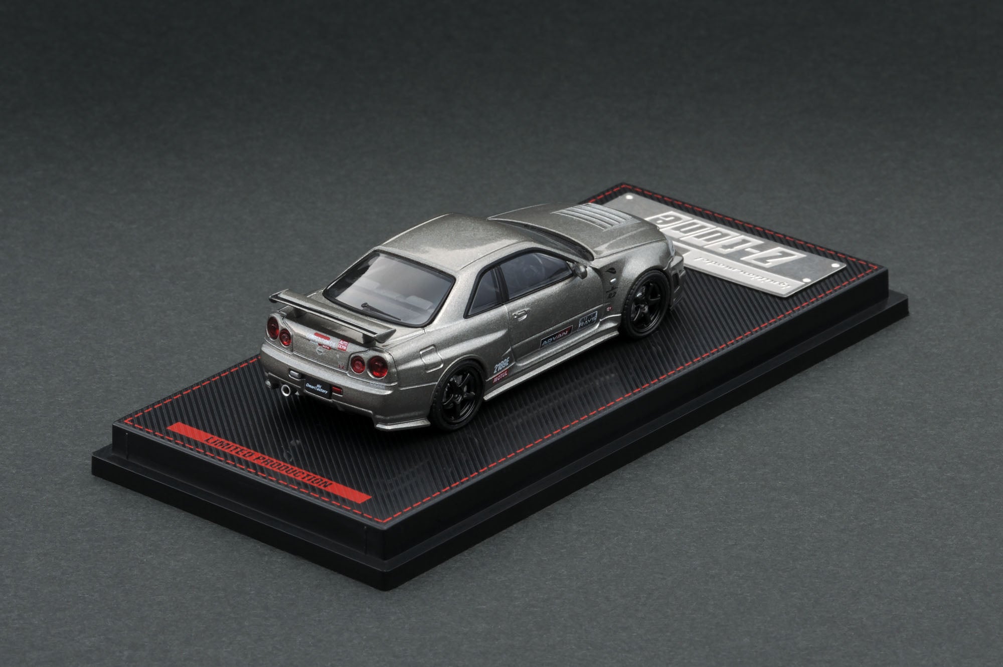 1:64 Scale Nissan Skyline Nismo R34 GT-R Z-Tune CRS Gunmetal Diecast Model Car - Collectible Toy for Display, Racing Games & Car Enthusiasts