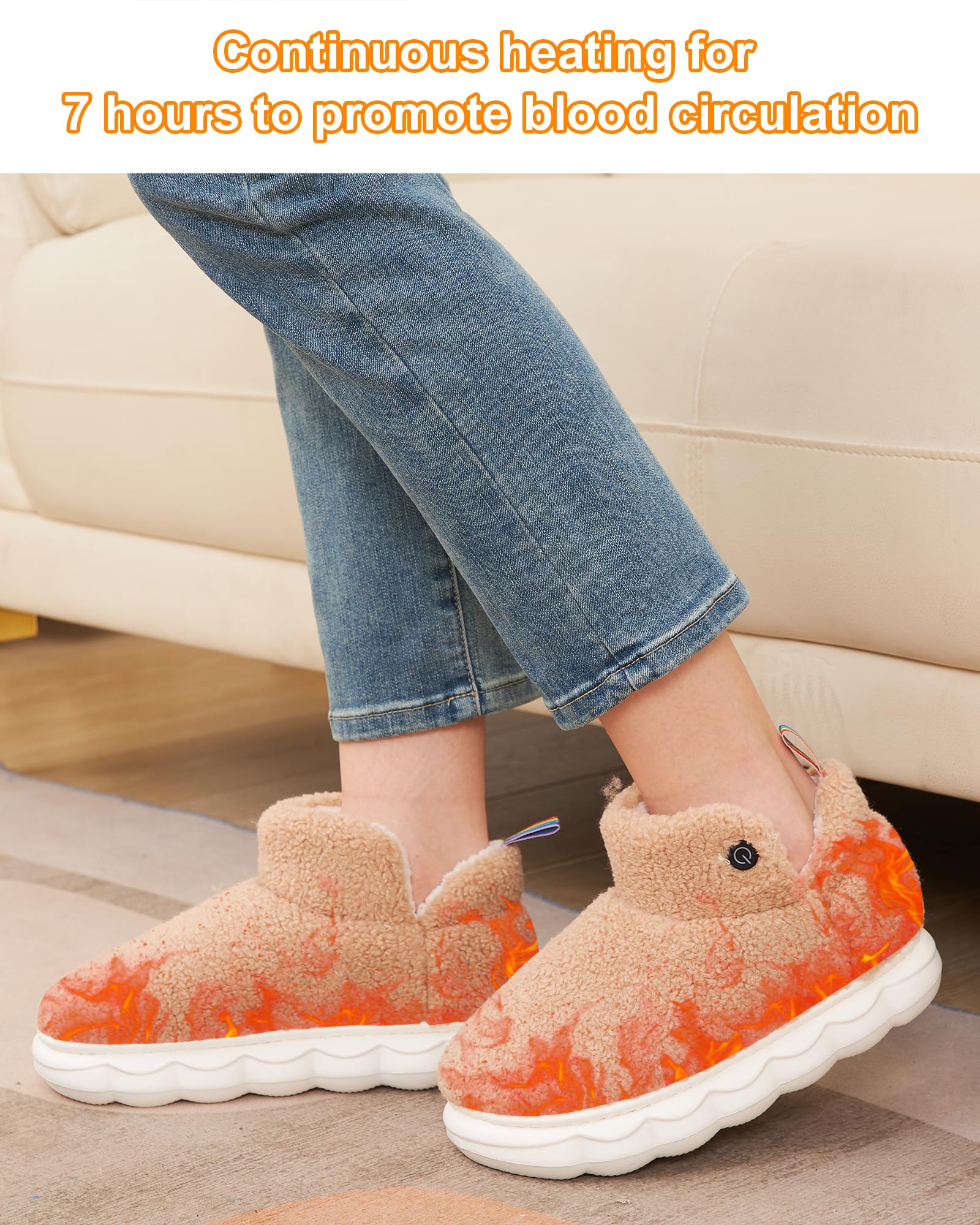 Lilia Electric Heated Slippers for Women - Rechargeable Battery-Powered Indoor Heating Shoes with 5V USB, Cozy Foot Warmer for Winter - Perfect for Home, Office & Cold Weather Comfort