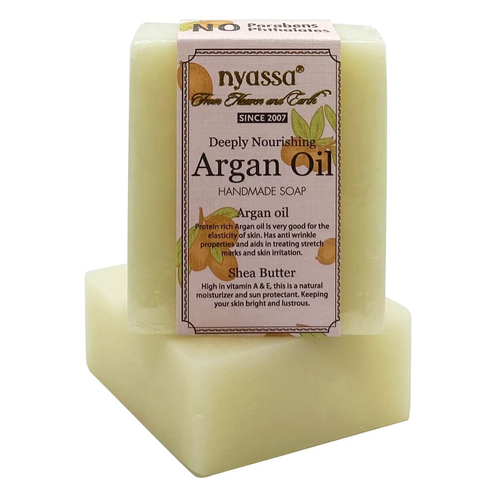 Nyassa Argan Oil Luxurious Handmade Soap - Moroccan Argan & Shea Butter Moisturizing Bar for Dry Skin | Natural, Chemical-Free & Cruelty-Free 150g | Perfect for Spa, Gift & Daily Skincare Routine