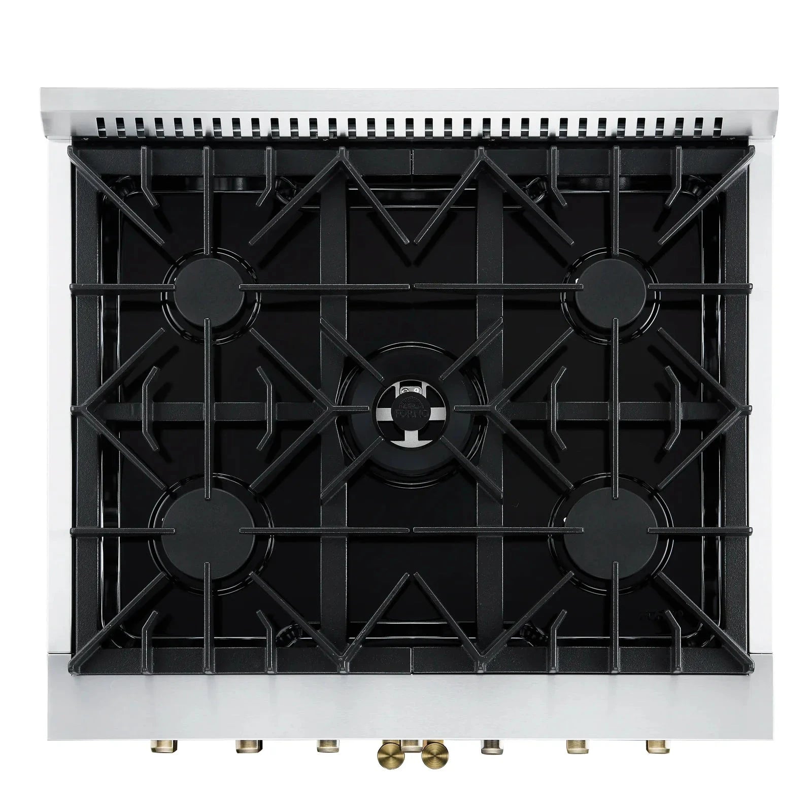 Forno Galiano 30-Inch French Door Dual Fuel Range with 5 Gas Burners & Electric Convection Oven - Black Finish with Antique Brass Trim (Model FFSGS6356 30BLK) - Perfect for Gourmet Cooking, Entertaining & Modern Kitchens