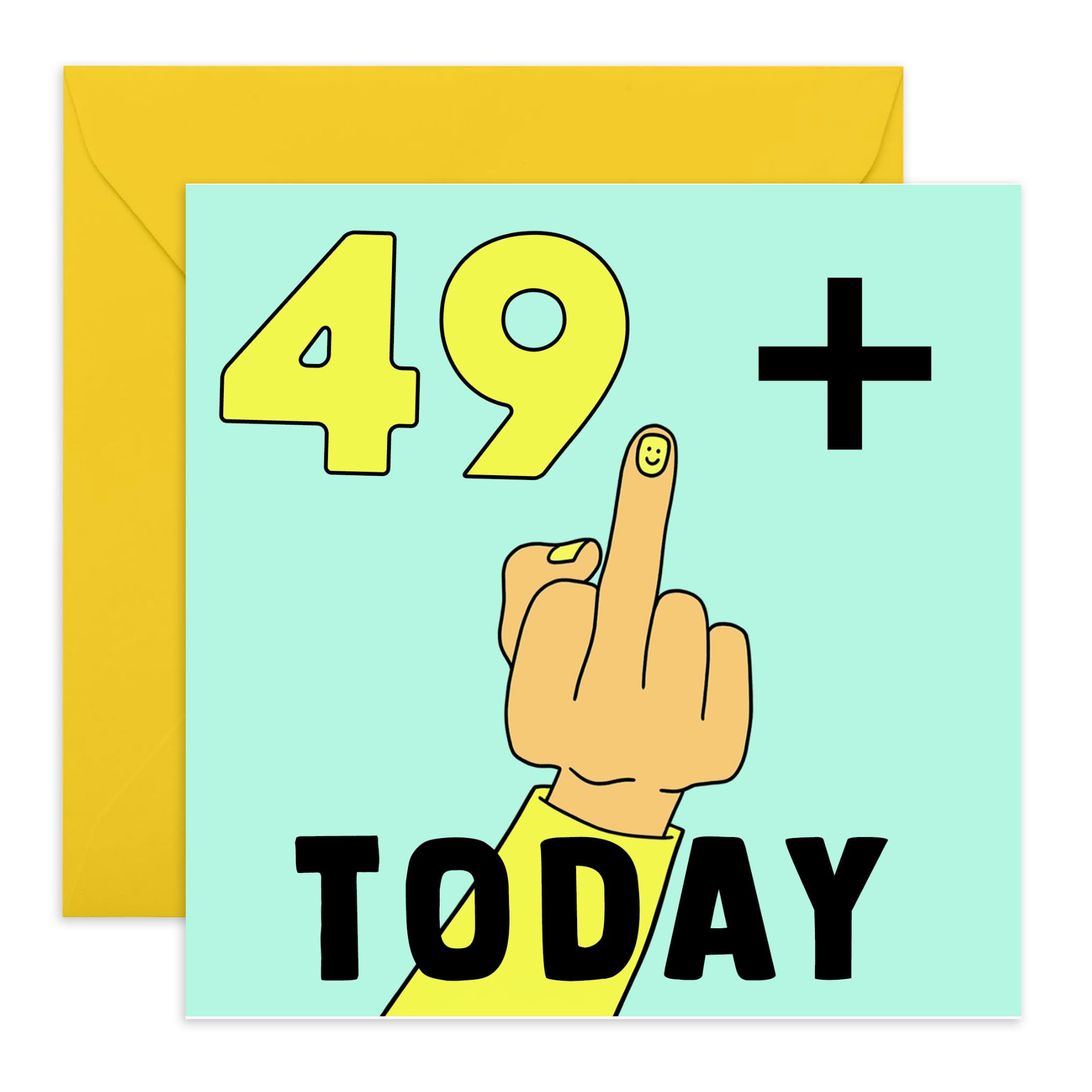 Funny 50th Birthday Card for Women - '49 + Middle Finger' Cheeky Humor Birthday Card with Stickers - Perfect for Mom, Wife & Friends - Great for Birthday Parties & Gag Gifts