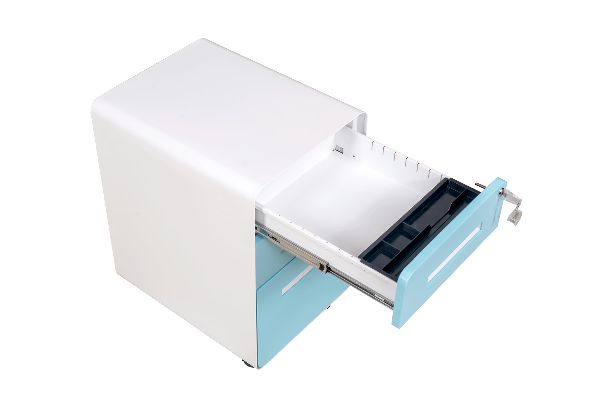 Panana 3-Drawer Mobile File Cabinet with Lock - Under Desk Metal Rolling Storage for Legal/Letter Files - Wheels & Adjustable Feet for Home & Office Use - Fully Assembled (Blue, Size 1) - Perfect for Document Organization in Small Spaces & Shared Workspaces