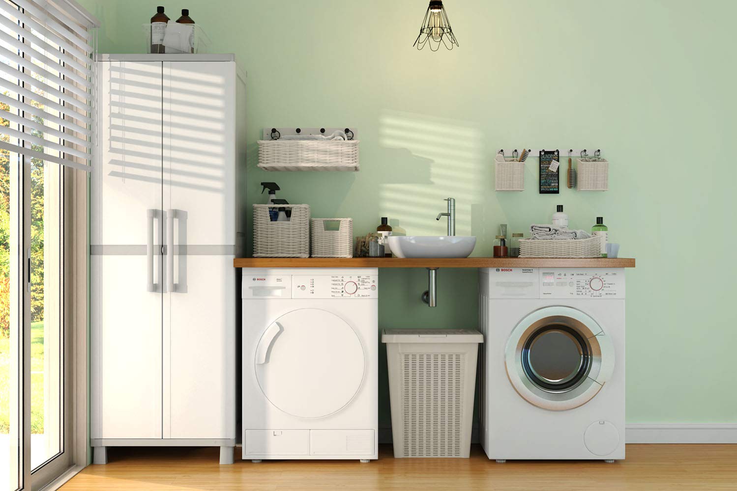 Keter Storage Cabinet with Doors and Shelves - White & Grey Organizer for Laundry Room, Garage, Bathroom, Closet | Perfect for Home Organization and Space Saving Solutions