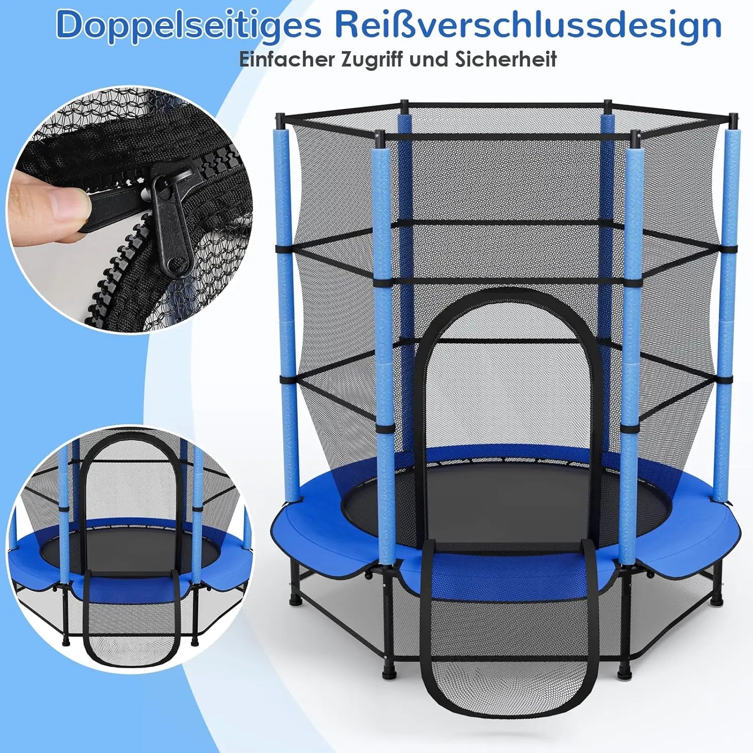 Best 140cm Mini Trampoline for Kids with Safety Net - Indoor & Outdoor Toddler Trampoline with Built-in Zipper | Perfect for Backyard Play, Exercise & Birthday Gifts