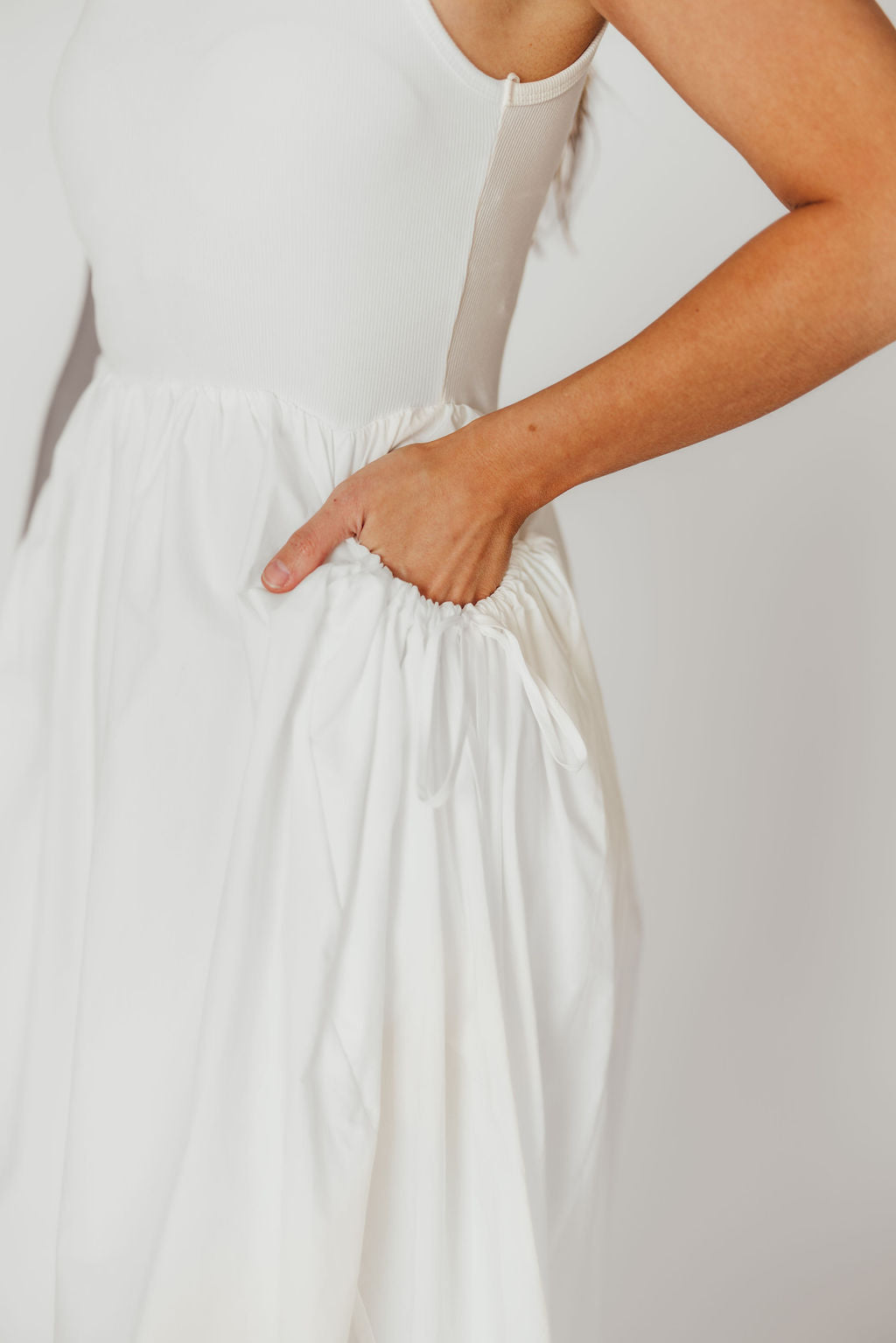Lucca Midi Dress in Off White - Elegant Women's Casual Summer Dress for Beach, Wedding & Party | Breathable Cotton Blend