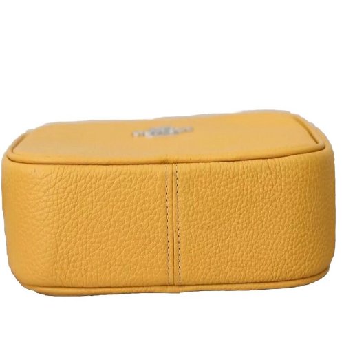 Coach Mini Jamie Camera Crossbody Leather Bag in Silver/Yellow Ochre | Genuine Leather Small Shoulder Purse for Women | Perfect for Date Night, Travel & Everyday Use
