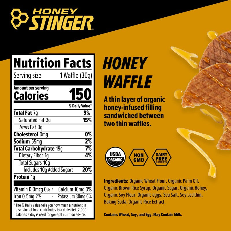 Honey Stinger Organic Waffles - Energy Snack for Athletes & Hikers - Perfect Pre-Workout & Post-Workout Fuel for Running, Cycling & Outdoor Activities