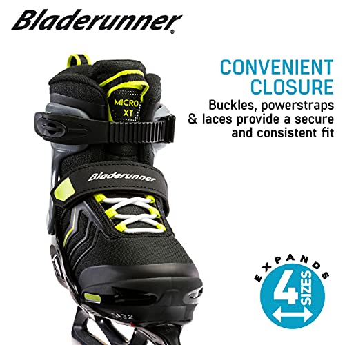 Rollerblade Bladerunner Ice XT Adjustable Girls' Ice Skates - Black & Teal - Perfect for Junior Figure Skating & Recreational Ice Skating