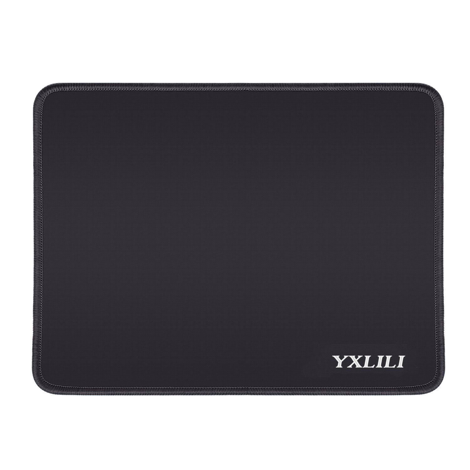 YXLILI 10.6x8.3x0.12 Inch Gaming Mouse Pad - Non-Slip Rubber Base, Stitched Edges, Water Resistant Computer Mouse Mat for Office, Home & PC Gaming (Black) - Perfect for Work Desks, Gaming Setups & Laptop Use