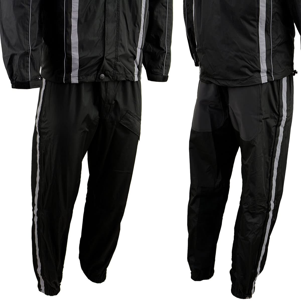 NexGen SH2331 Men's Waterproof Rain Suit with Reflective Strips - Black Outdoor Rainwear for Hiking, Cycling & Work Commute