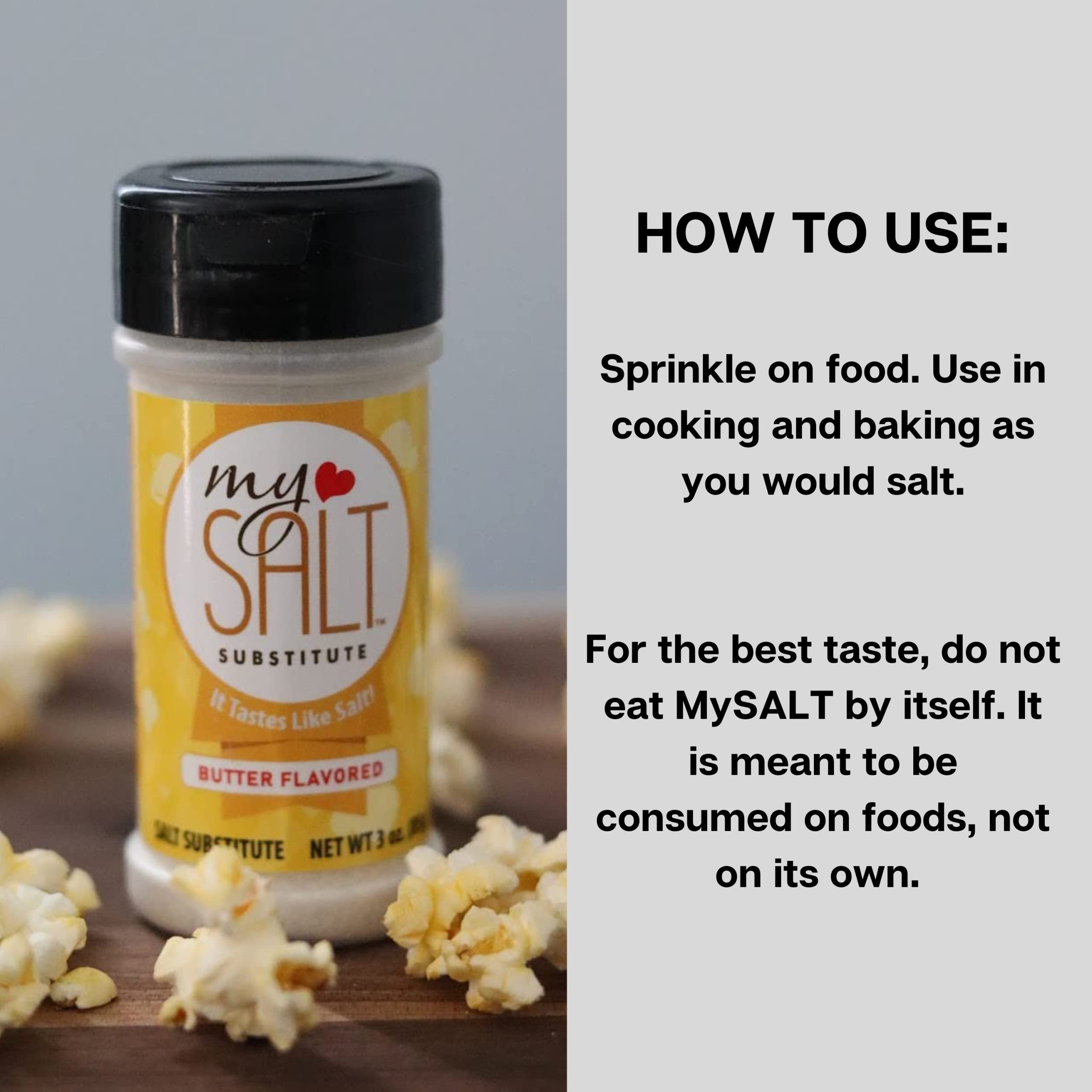 MySALT Butter Flavored Salt Substitute – 100% Sodium-Free Seasoning for Healthy Cooking | Perfect for Potatoes, Corn, Vegetables & Low-Sodium Diets | Ideal for Baking, Grilling & Everyday Meals