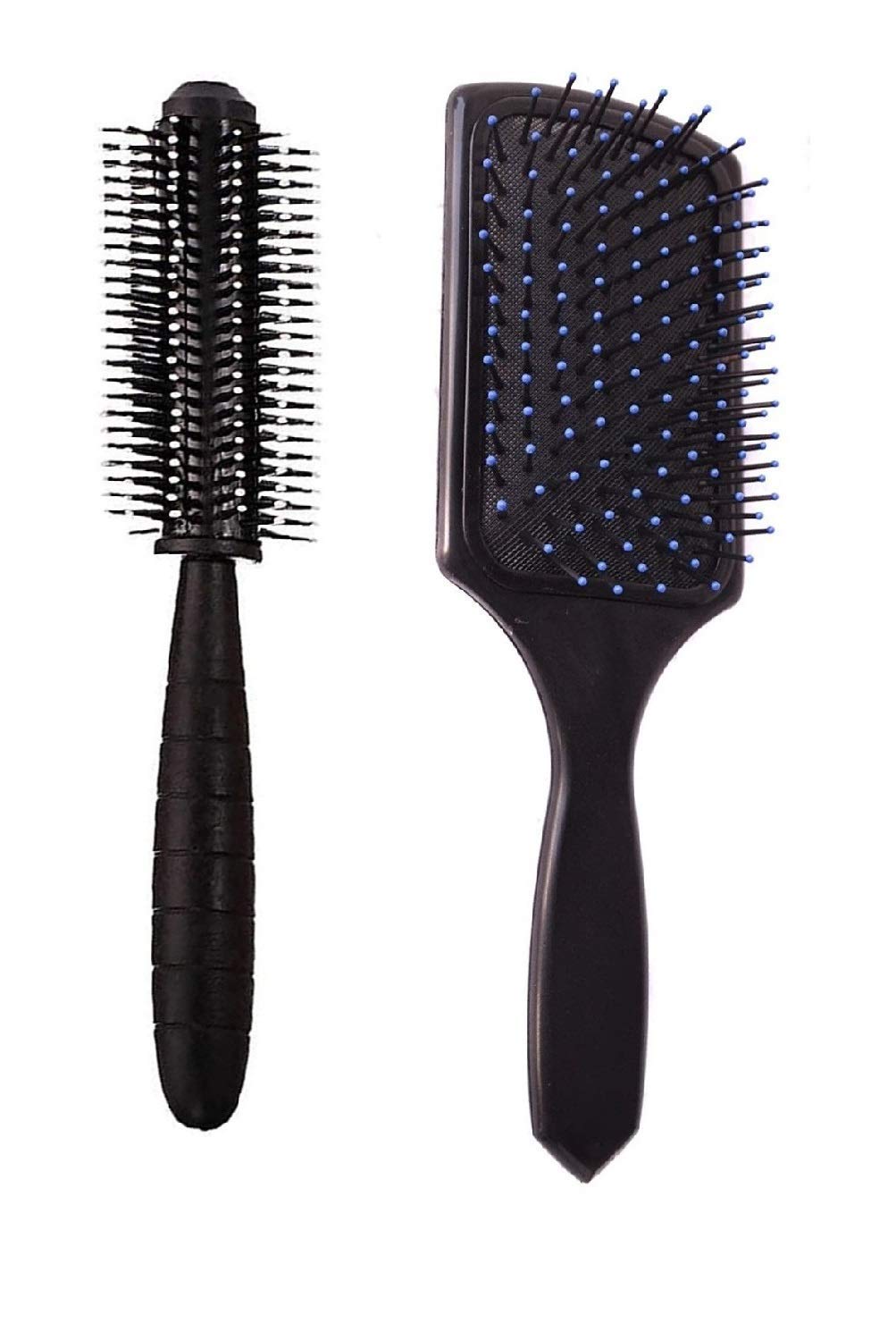 Unisex Round Roller Hair Brush & Comb Set for All Hair Types - Smooth & Detangle - Perfect for Styling, Blowouts & Home Salon Use