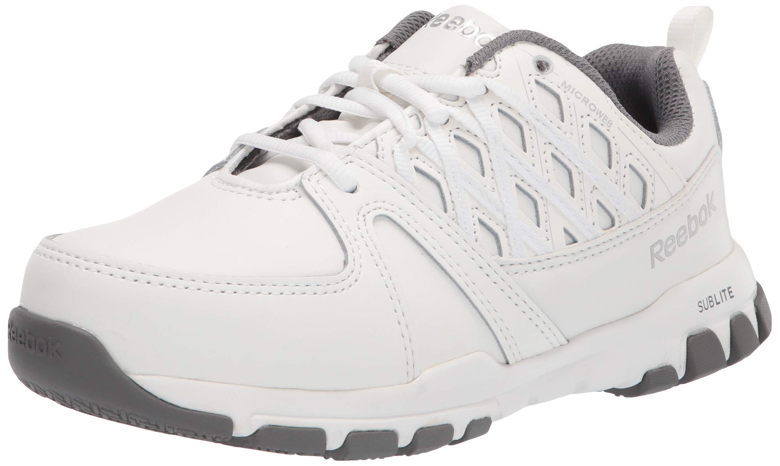 Reebok RB434 Sublite Cushion Women's Steel Toe Work Shoes - White | Lightweight Safety Oxford for Nurses, Warehouse & Construction | Non-Slip Athletic Work Boots