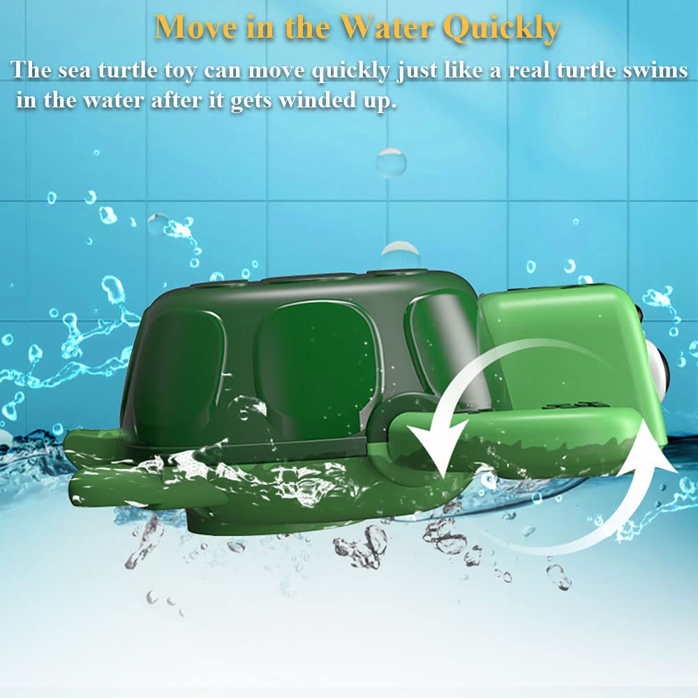 Wind Up Turtle Bath Toy - Swimming Sea Turtle Water Toy, Clockwork Tortoise Tub Toy for Kids - Floating Pool & Bathtub Toy for Toddlers (Green) - Perfect for Bath Time Fun & Sensory Play