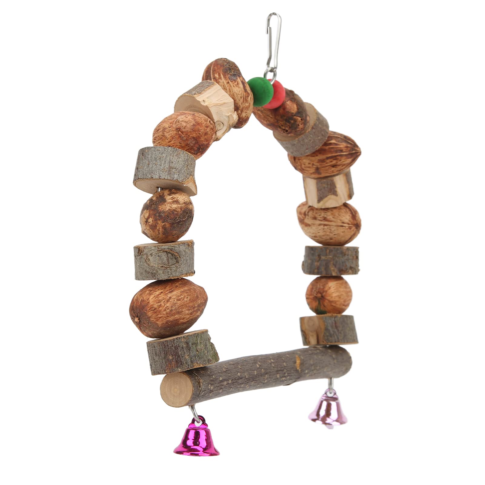 FastUU Swing Toys for Small Birds - Natural Hickory Wood Chewing & Perching Toy for Parrots, Parakeets, Cockatiels - Perfect for Cage Entertainment & Beak Exercise