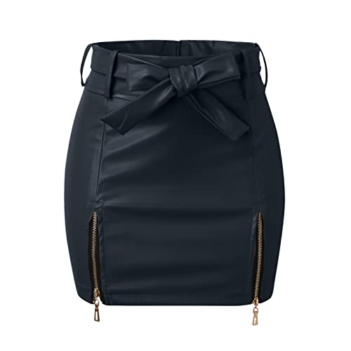 Sexy High Waist PU Leather Mini Skirt for Women - Bodycon Pencil Skirt with Double Zipper | Perfect for Clubwear, Night Out & Date Night Outfits