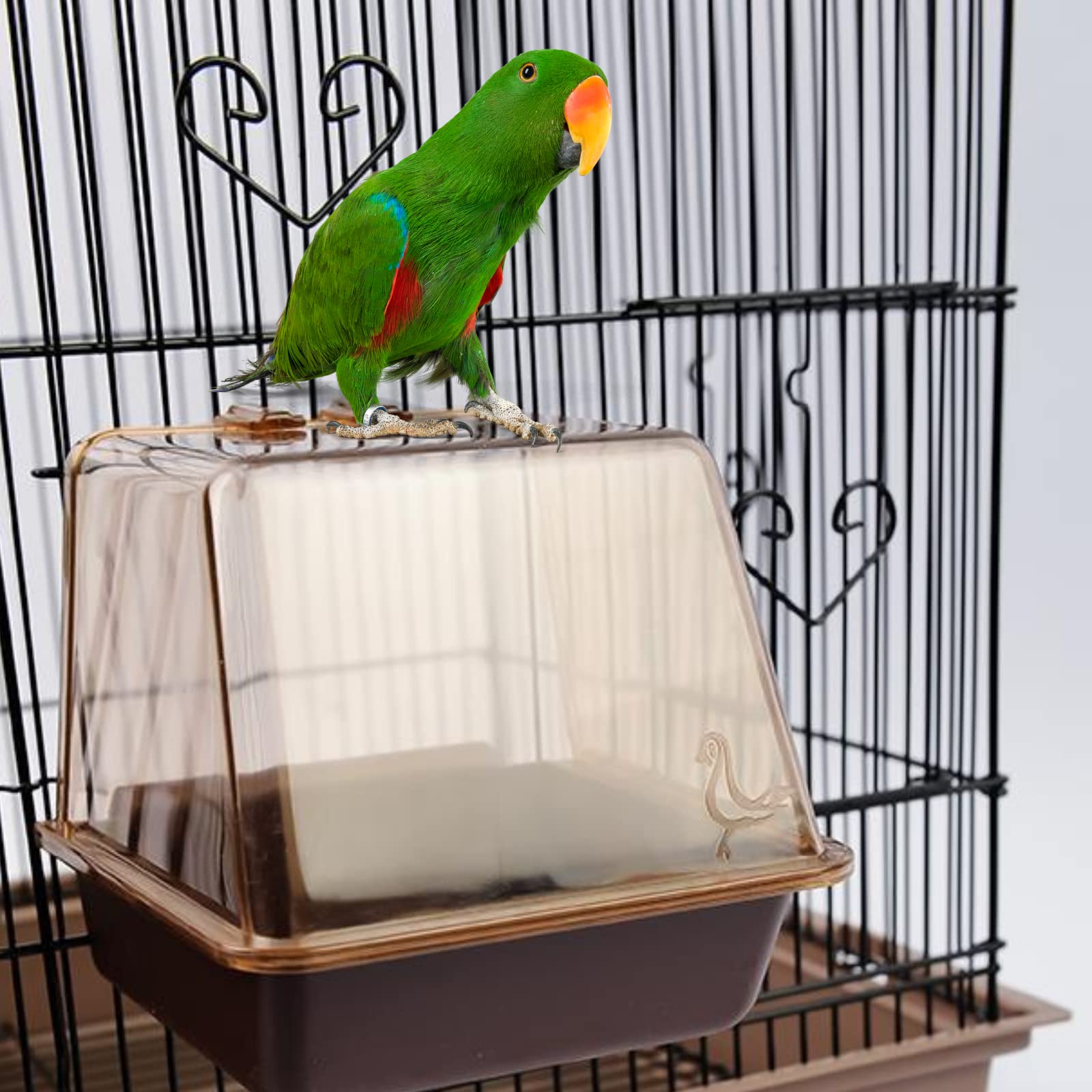 Saim Small Bird Bath Box for Cage - Hanging Bird Bath Shower Accessories for Parrots & Pet Birds | Perfect for Cage Cleaning & Bird Grooming