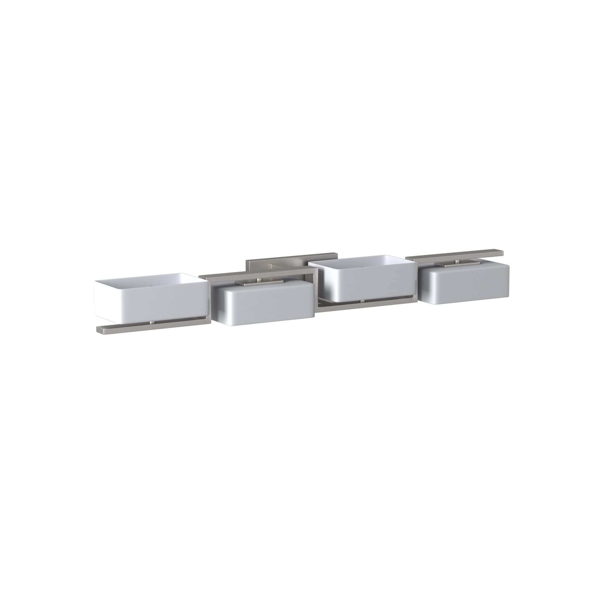 Designers Fountain 6714-SP 33.75 Inch Meridian 4-Light Bathroom Vanity Light Fixture in Satin Platinum - Perfect for Modern Bathroom Makeovers & Spa-Like Lighting