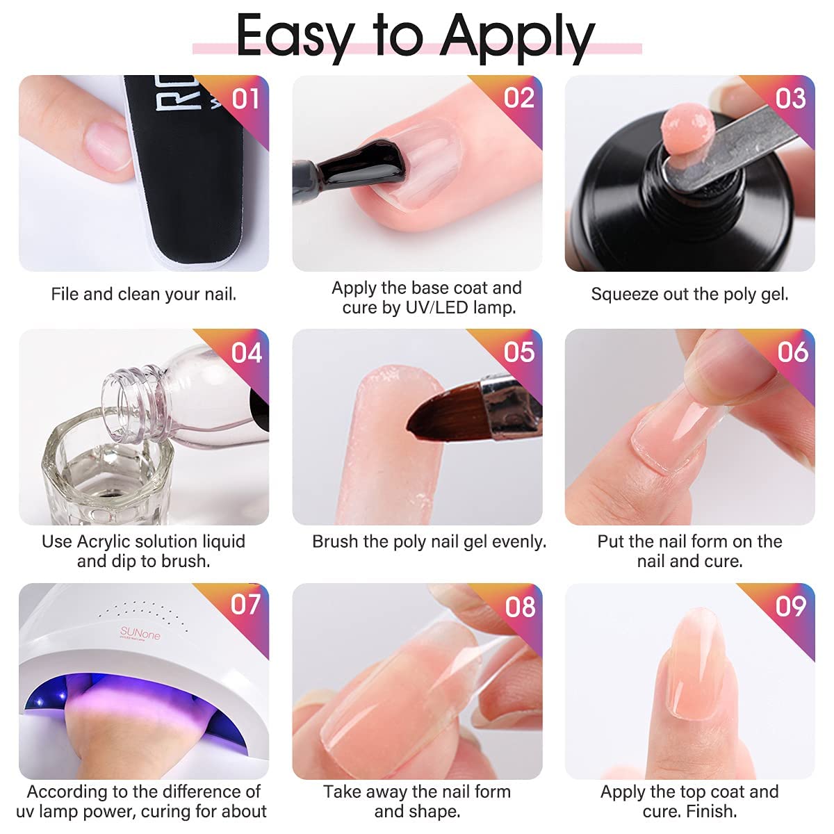 ROSALIND 60ml Soft Pink Poly Nail Extension Gel - Pale Pink Acrylic Nail Art Gel for DIY Home Manicure & Nail Decoration, UV/LED Lamp Required | Perfect for Salon Professionals & At-Home Nail Enthusiasts