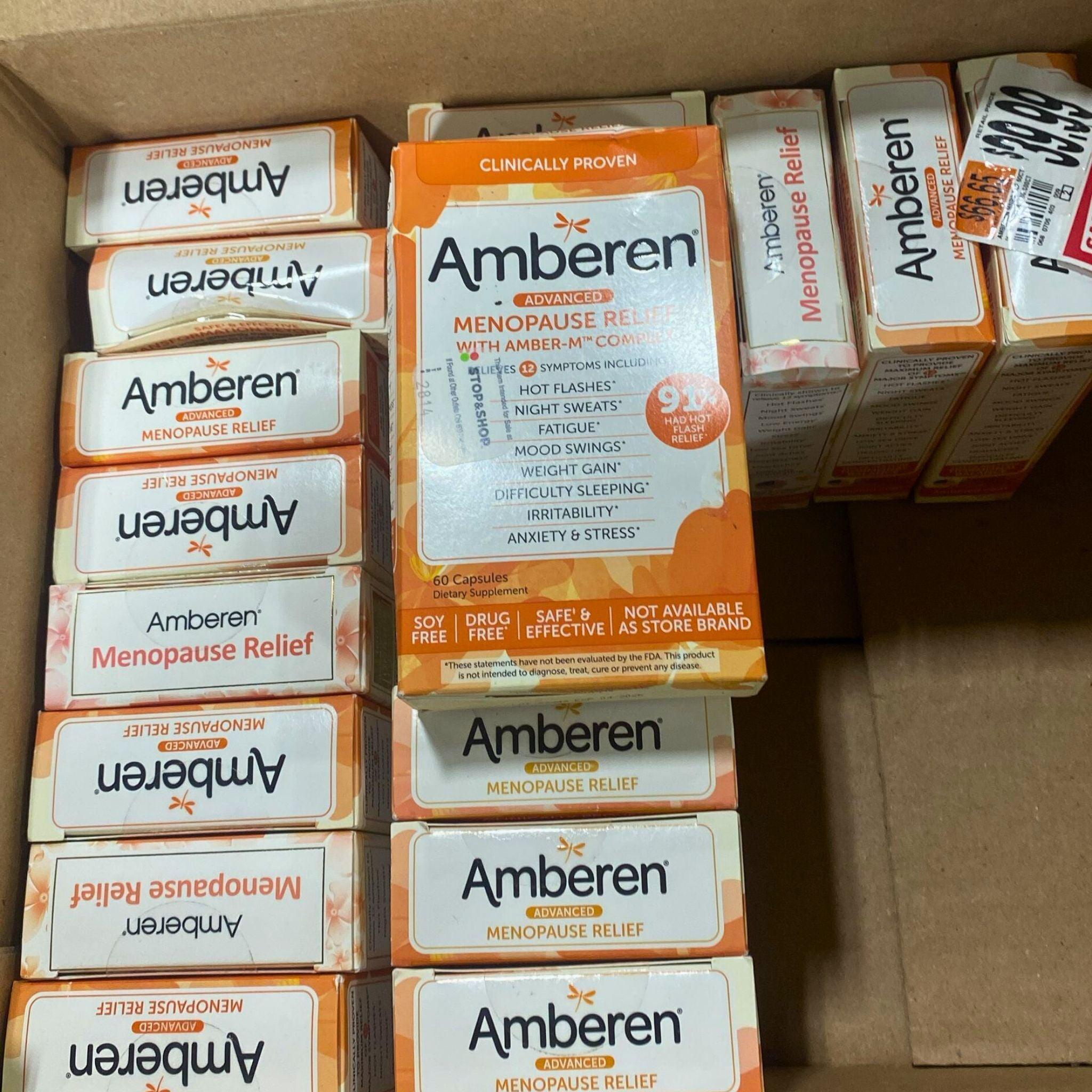 Amberen Advanced Menopause Relief Supplement with Amber M Complex - 20 Count - Hot Flash Relief & Hormone Balance Support for Women - Perfect for Night Sweats & Mood Swings During Perimenopause & Menopause