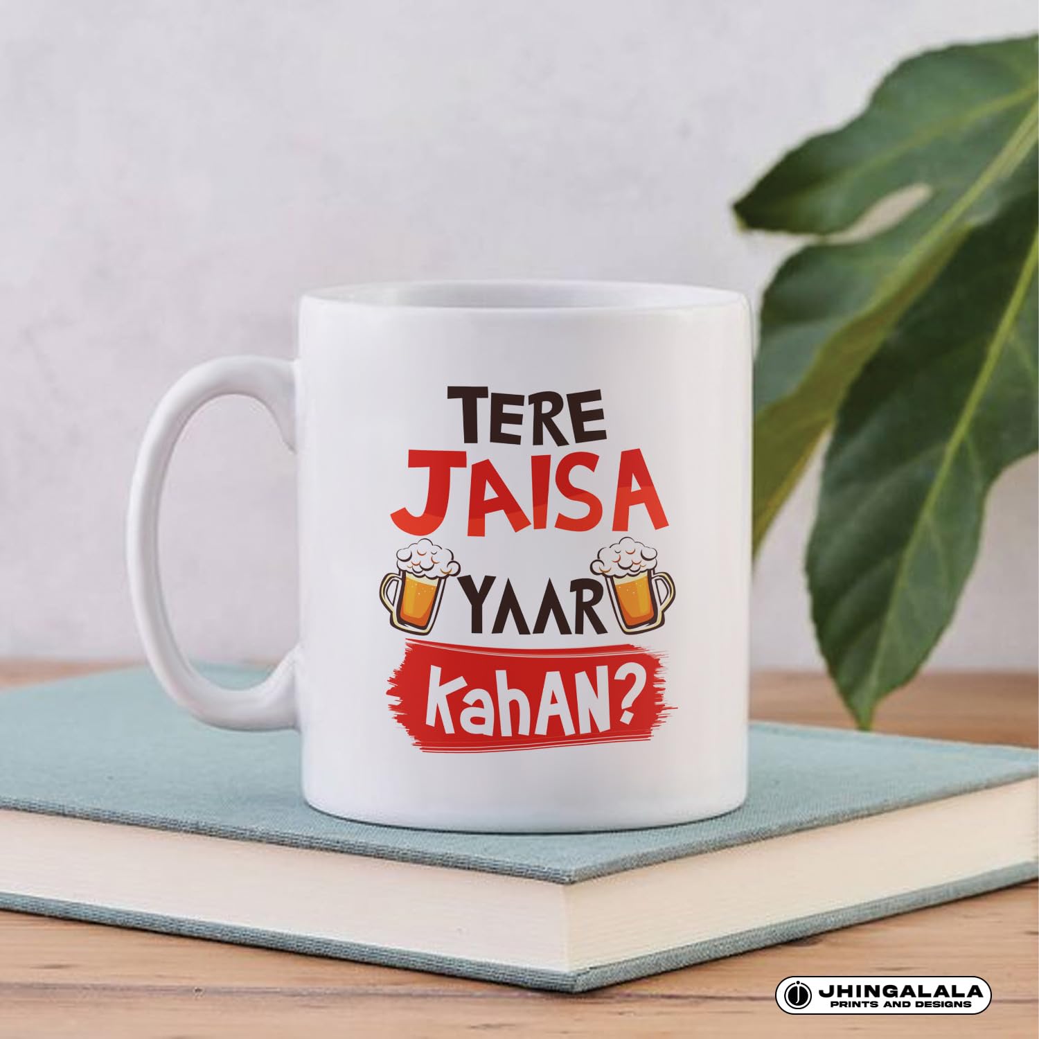 Tere Jaisa Yaar Kahan Printed Ceramic Coffee Mug 325ml with Greeting Card - Best Friendship Gift for Birthday, Friendship Day | Perfect for Office, Home & Special Occasions