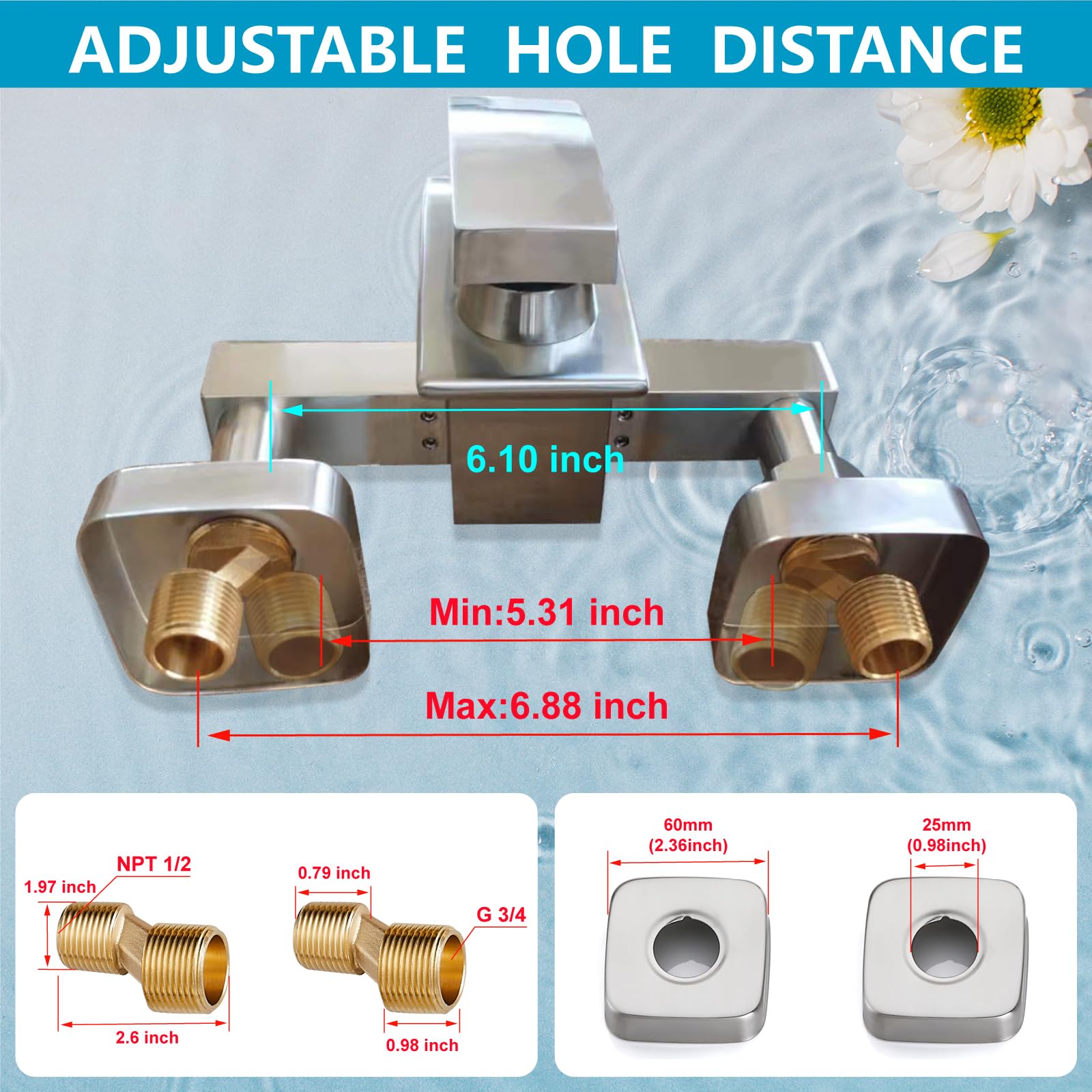 Midanya Wall Mount Bathtub Faucet with Handheld Shower - Brushed Nickel Single Handle Waterfall Tub Filler - Commercial Grade Bathroom Mixer Tap with Curved Spout & Hand-Shower System | Perfect for Spa-Like Bathing Experience & Modern Bathroom Decor