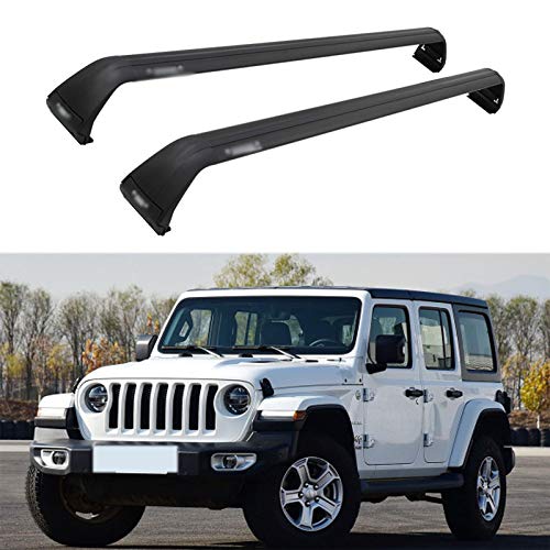 Heavy Duty Aluminum Roof Rack Cross Bars for 2007-2023 Jeep Wrangler JK & JL Unlimited (2/4 Door) - Universal Cargo Carrier Luggage Rack with Waterproof Bag - Perfect for Camping, Road Trips & Outdoor Adventures