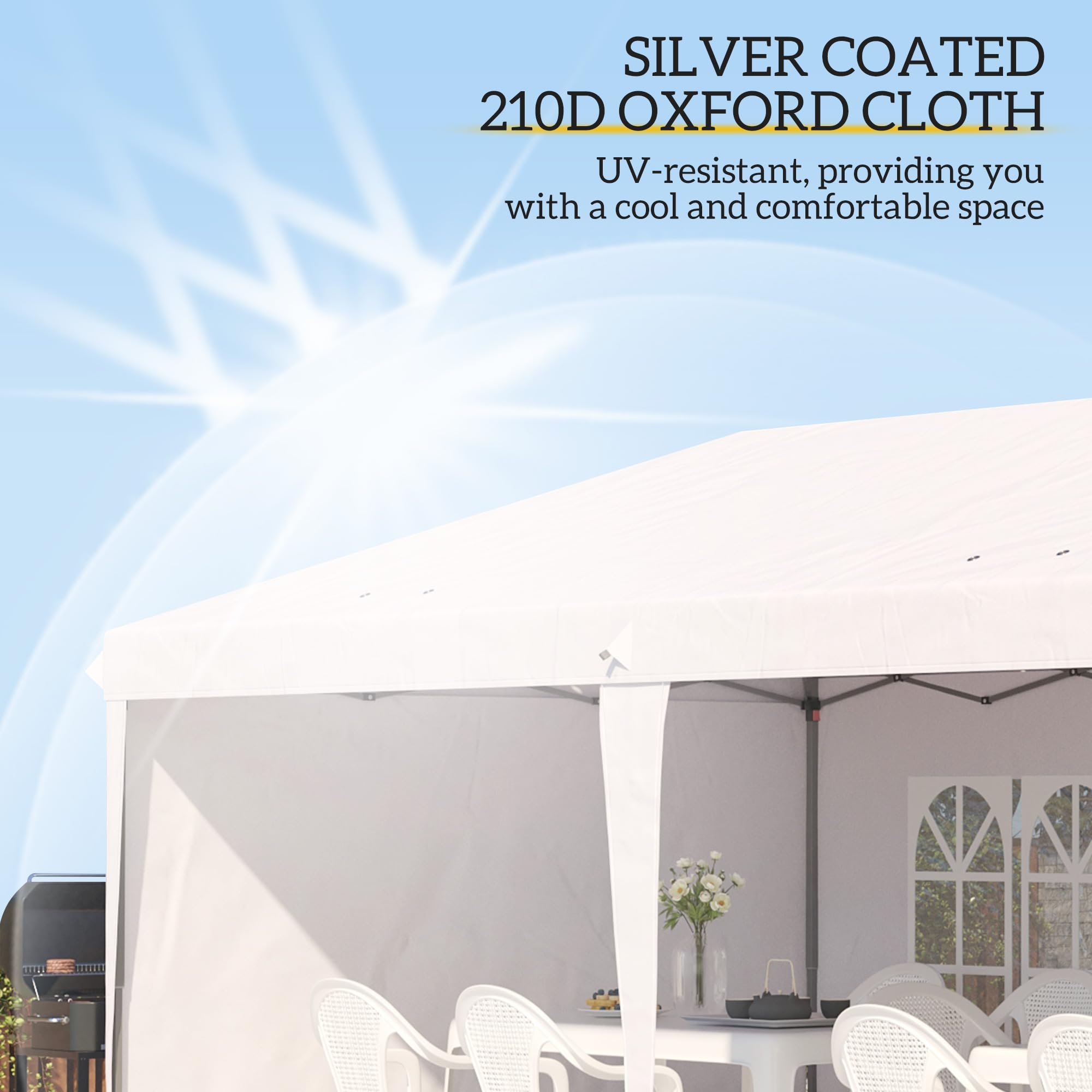 Outsunny 10' x 20' Heavy Duty Pop Up Canopy Tent with 4 Removable Sidewalls - Waterproof Instant Shelter Gazebo for Outdoor Parties, Camping, Beach, Backyard, Garden & Patio - Includes Carrying Bag (White)