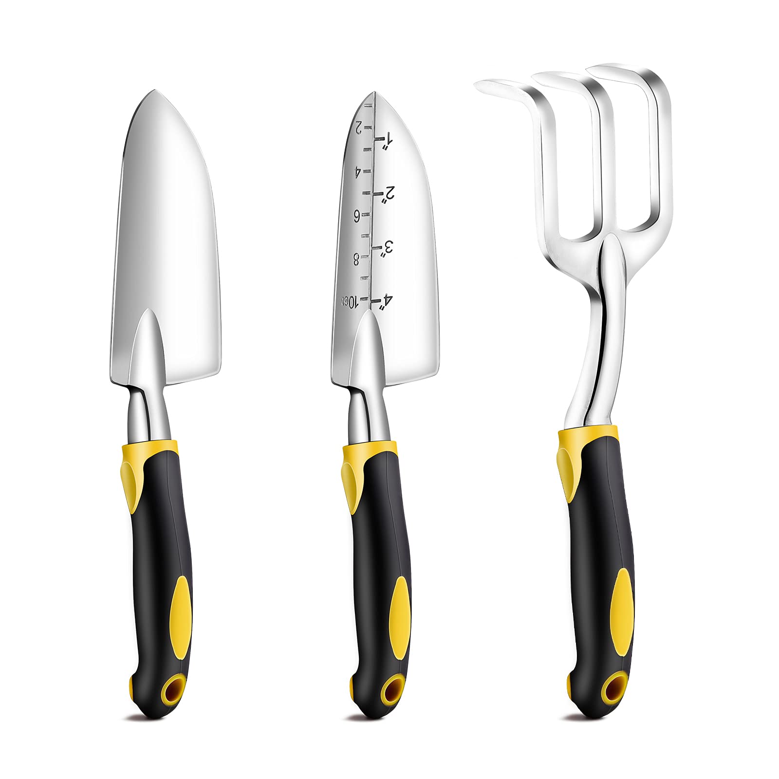 Sharp-tec 3-Piece Aluminum Garden Tools Set with Ergonomic Non-Slip Handles - Durable Gardening Kit for Digging, Planting, Weeding & Pruning - Perfect Gardening Gifts for Women & Men - Ideal for Home Gardens, Flower Beds & Outdoor Planting