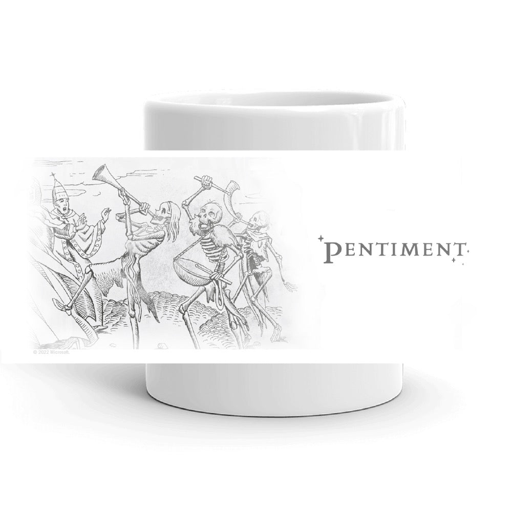 Pentiment Danse Macabre Coffee Mug - Gothic Art Inspired Ceramic Cup for Tea & Coffee - Perfect for Halloween Decor, Medieval Theme Parties & Dark Aesthetic Lovers