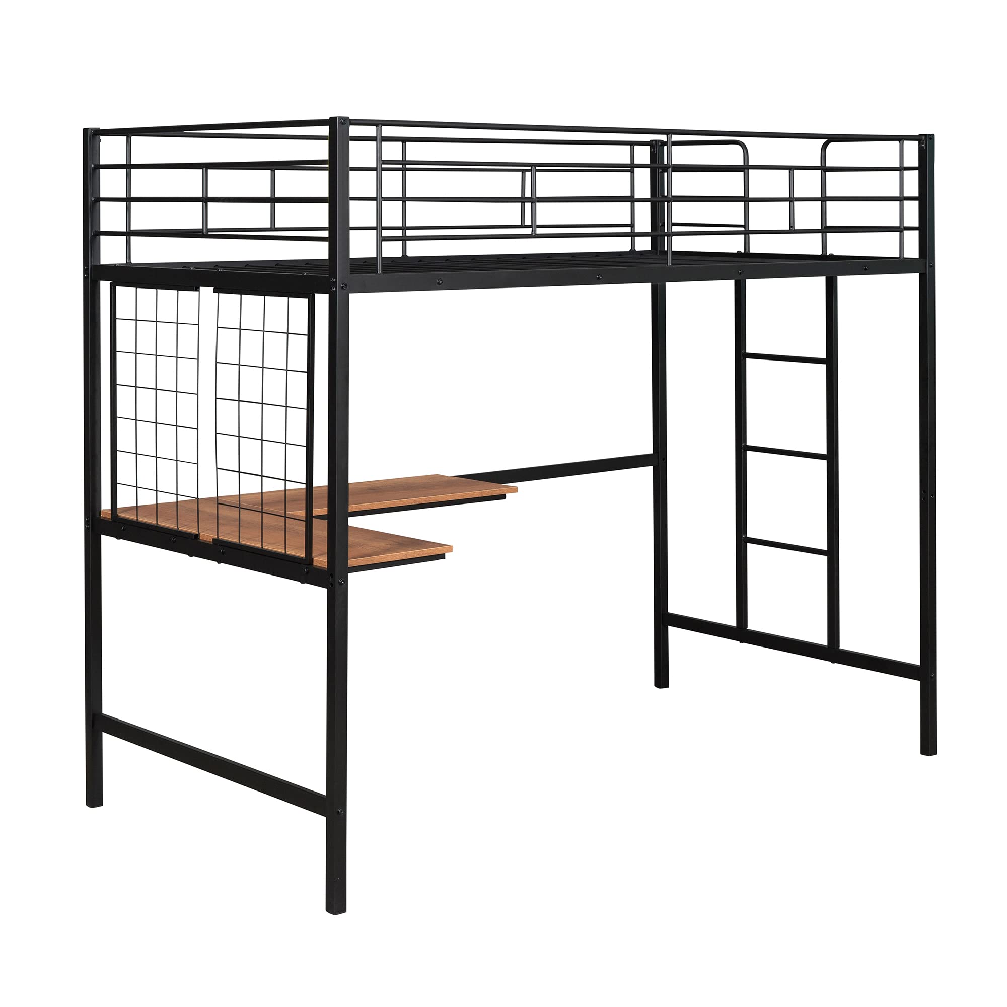 Harper & Bright Designs Twin Size Metal Loft Bed with L-Shape Desk - Sturdy High Loft Bed for Kids, Teens & Adults - Space-Saving Study & Sleep Solution for Small Rooms - Black