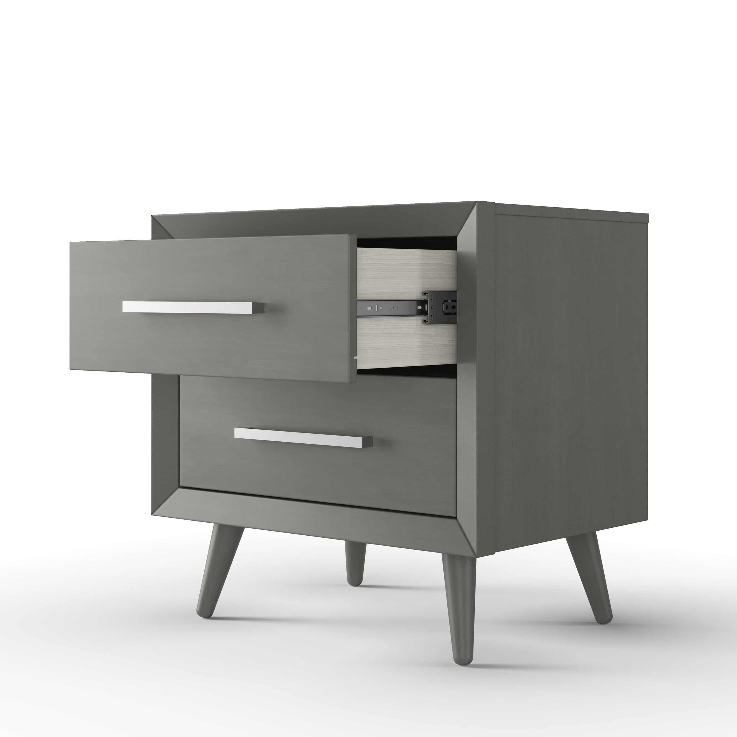 Child Craft Cranbrook 2-Drawer Nightstand - Sturdy Pinewood Nursery & Bedroom Side Table with Large Storage Drawers, Non-Toxic Baby-Safe Finish in Lunar Gray - Perfect for Kids' Rooms, Guest Bedrooms & Small Space Storage Solutions