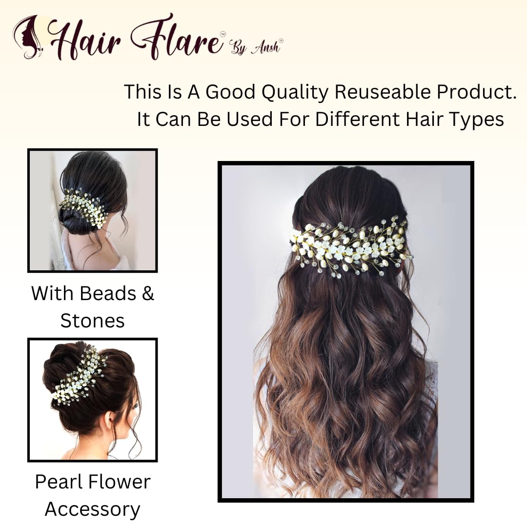 Elegant Floral Pearl Hair Bun Clip for Women & Girls - Wedding Bridal Hair Accessories with Artificial Flowers & Pearls - Stylish Hair Pins & Brooches for Hairstyle Decoration - Perfect for Bridal Parties, Prom & Special Occasions