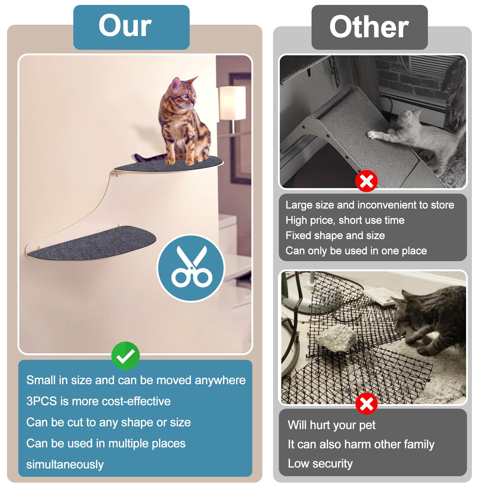 Palksky 3PCS Climbing Cat Scratcher Mat - 23.6