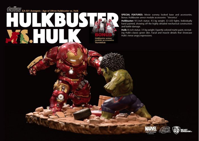 Beast Kingdom Egg Attack Marvel Avengers Age of Ultron Hulkbuster vs Hulk Collectible Statue - Perfect for Marvel Fans, Home Decor, and Superhero Display Collections
