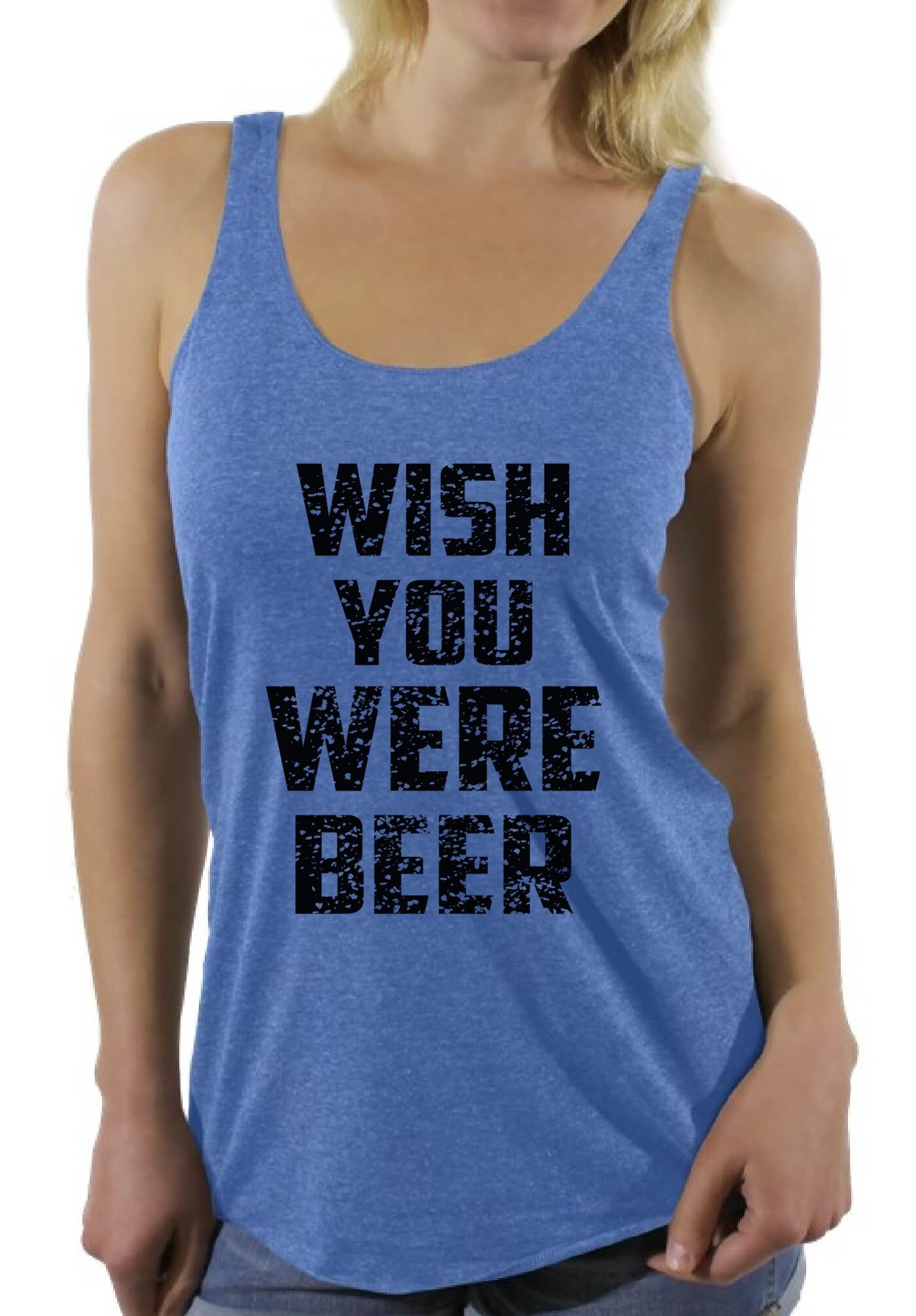 Awkwardstyles 'Wish You Were Beer' Black Saying Racerback Tank Top for Women - Funny Beer Lover Gift - Perfect for Parties, Bars & Summer Outfits