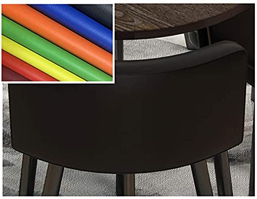 Round Conference Table Set with 4 Chairs - Small Meeting Room Furniture, Office Business Guest Reception Table, Compact Dining Set for Home & Leisure (Black Leather) - Perfect for Office Meetings, Home Offices & Small Conference Rooms