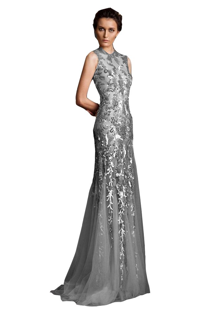 Elegant Women's Mermaid Sheer Tulle Appliques Evening Gown - Long Formal Dress for Prom, Wedding, Gala & Special Occasions