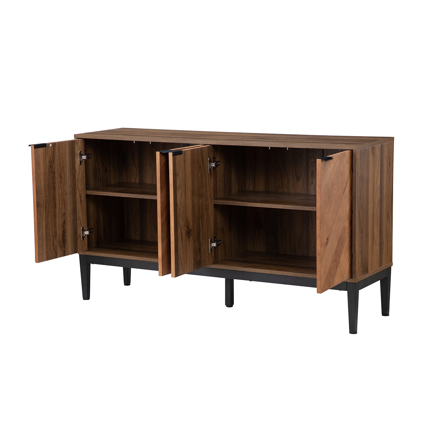 Mila 55 Inch Wide 4 Door Sideboard with Storage - Modern Buffet Cabinet for Dining Room, Living Room & Entryway Organization